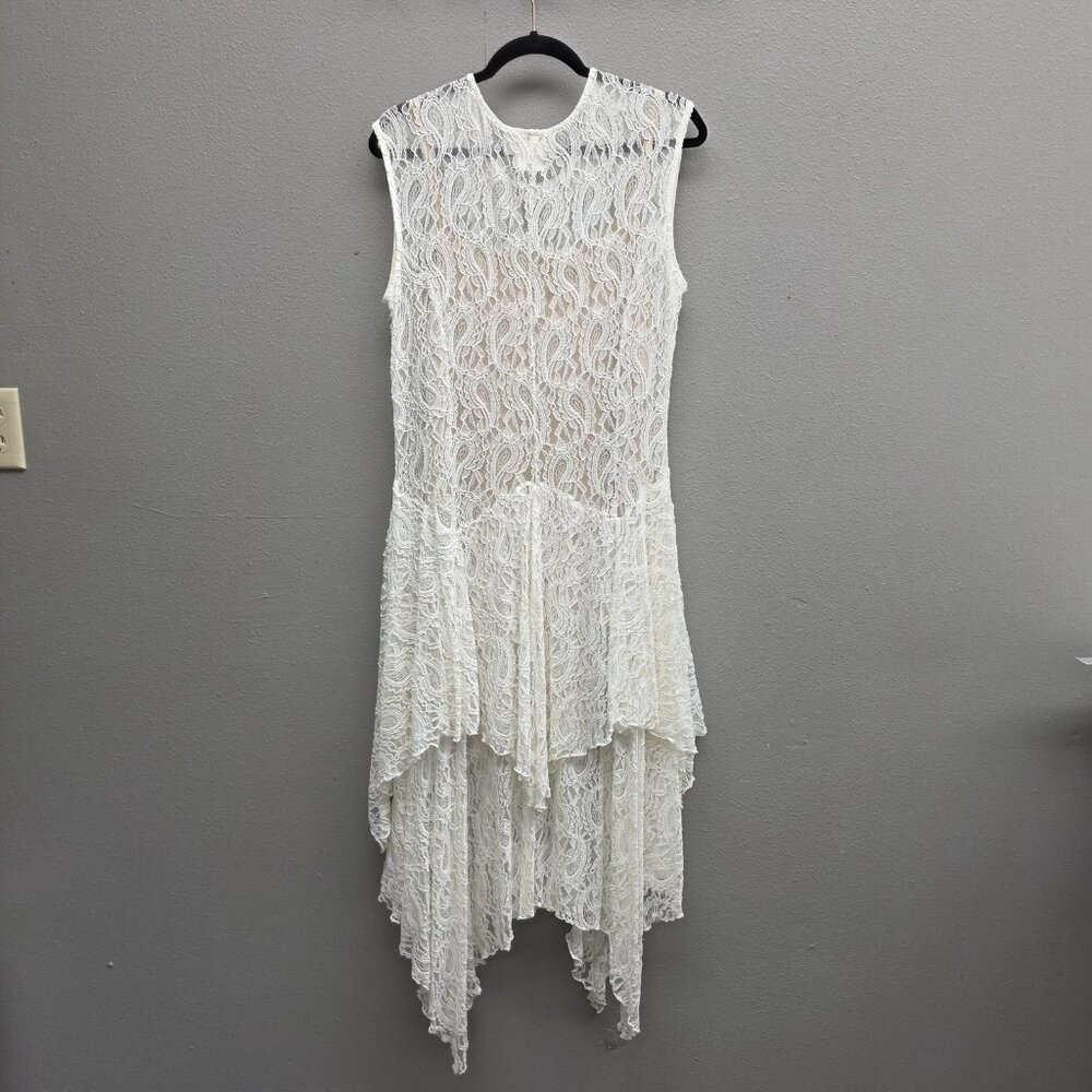 Ann N Eve Lace Dress Set Womens XL Ivory White Brown 3 Piece Boho Made U.S.A. - Picture 11 of 16
